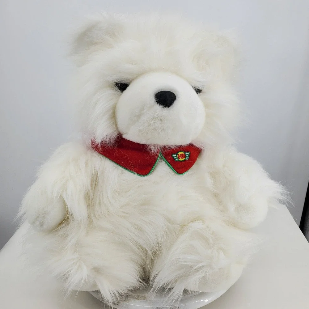 Vintage 1987 Dayton Hudson Santabear White Shaggy Plush Christmas Bear NWT‎ 16in